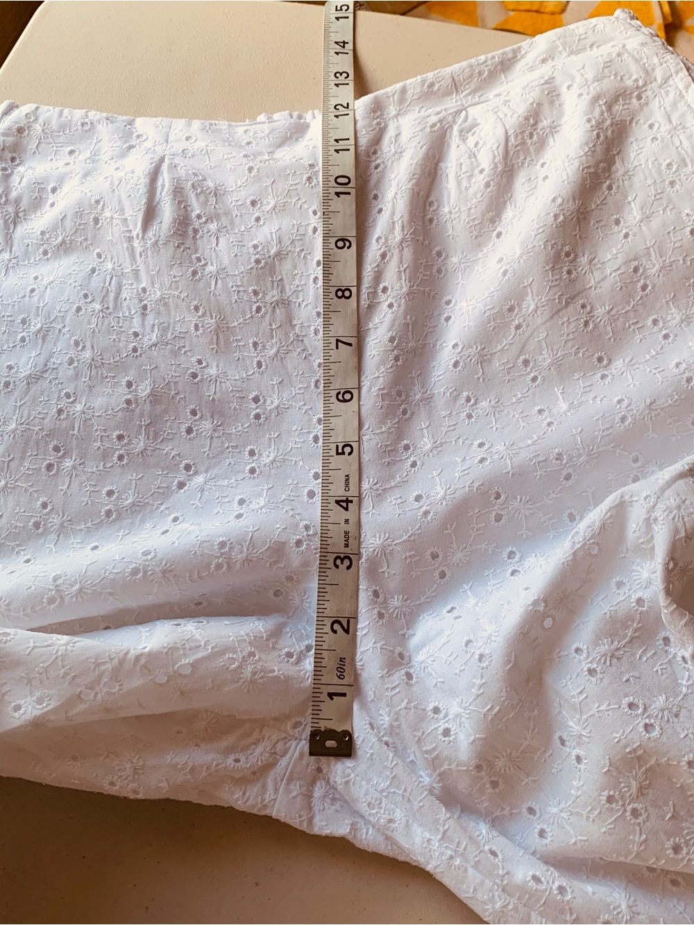 Roxy White eyelet 100% cotton lining wide-leg pants size S/P - Picture 7 of 12